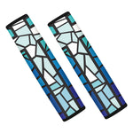 Blue Stained Glass Cross Print Car Seat Belt Covers
