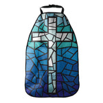 Blue Stained Glass Cross Print Car Seat Organizers