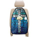 Blue Stained Glass Cross Print Car Seat Organizers