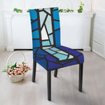 Blue Stained Glass Cross Print Dining Chair Slipcover