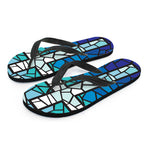 Blue Stained Glass Cross Print Flip Flops