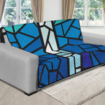 Blue Stained Glass Cross Print Futon Protector