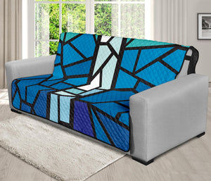 Blue Stained Glass Cross Print Futon Protector