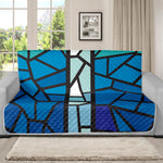 Blue Stained Glass Cross Print Futon Protector