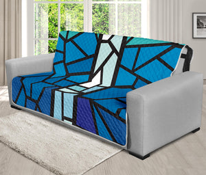 Blue Stained Glass Cross Print Futon Protector