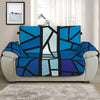 Blue Stained Glass Cross Print Half Sofa Protector