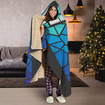 Blue Stained Glass Cross Print Hooded Blanket