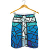 Blue Stained Glass Cross Print Men's Shorts