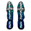 Blue Stained Glass Cross Print Muay Thai Shin Guard