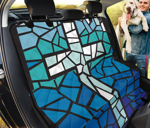 Blue Stained Glass Cross Print Pet Car Back Seat Cover