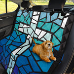 Blue Stained Glass Cross Print Pet Car Back Seat Cover