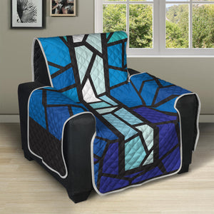 Blue Stained Glass Cross Print Recliner Protector