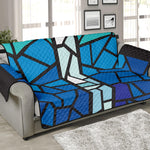 Blue Stained Glass Cross Print Sofa Protector