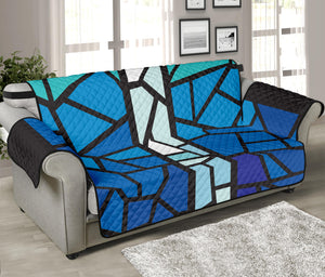 Blue Stained Glass Cross Print Sofa Protector