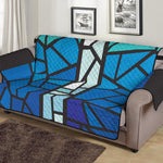 Blue Stained Glass Cross Print Sofa Protector