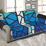 Blue Stained Glass Cross Print Sofa Protector