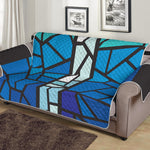 Blue Stained Glass Cross Print Sofa Protector