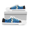 Blue Stained Glass Cross Print White Low Top Shoes