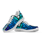 Blue Stained Glass Cross Print White Sneakers