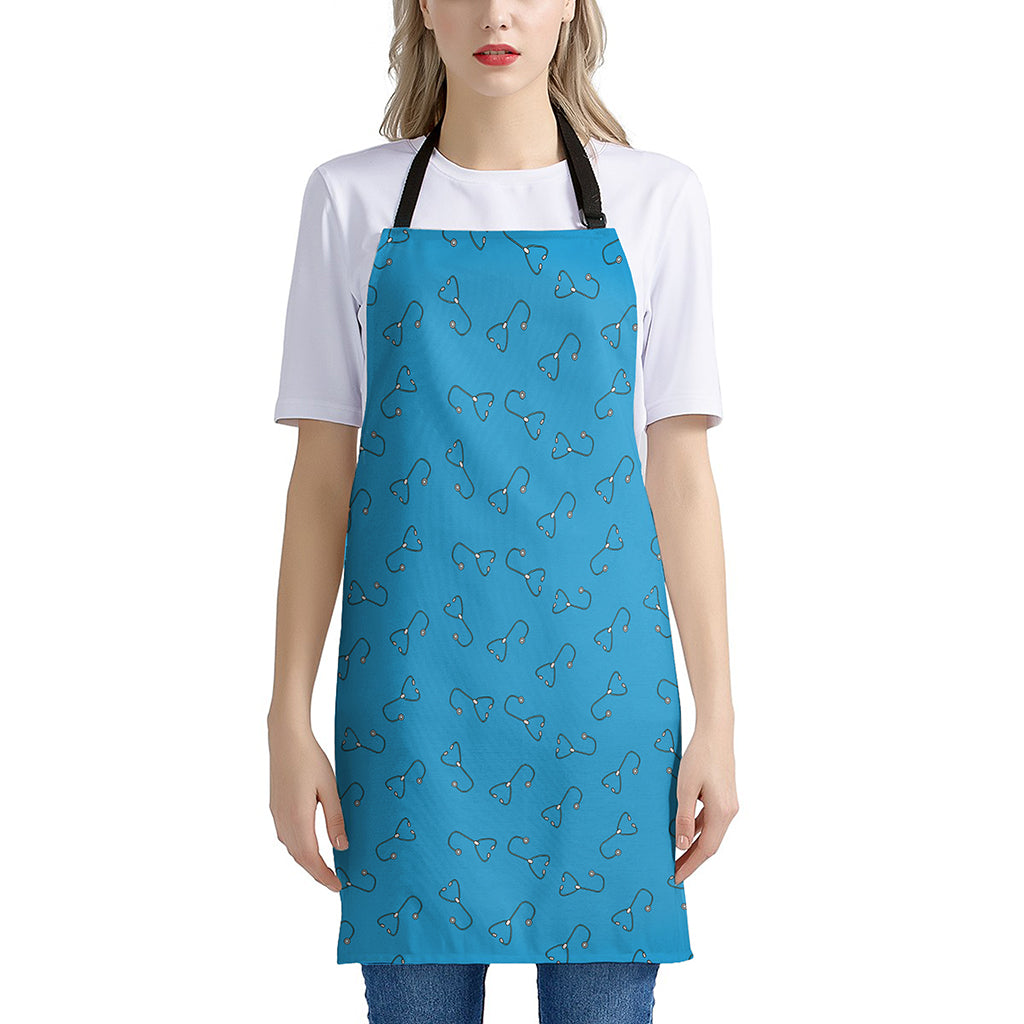 Blue Stethoscope Pattern Print Apron