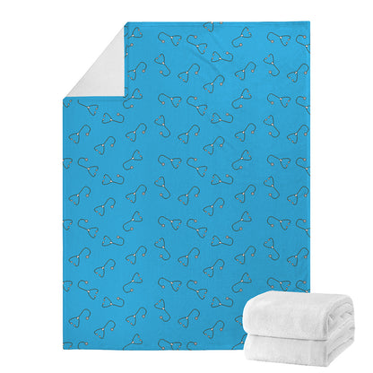 Blue Stethoscope Pattern Print Blanket