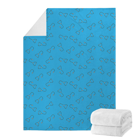 Blue Stethoscope Pattern Print Blanket