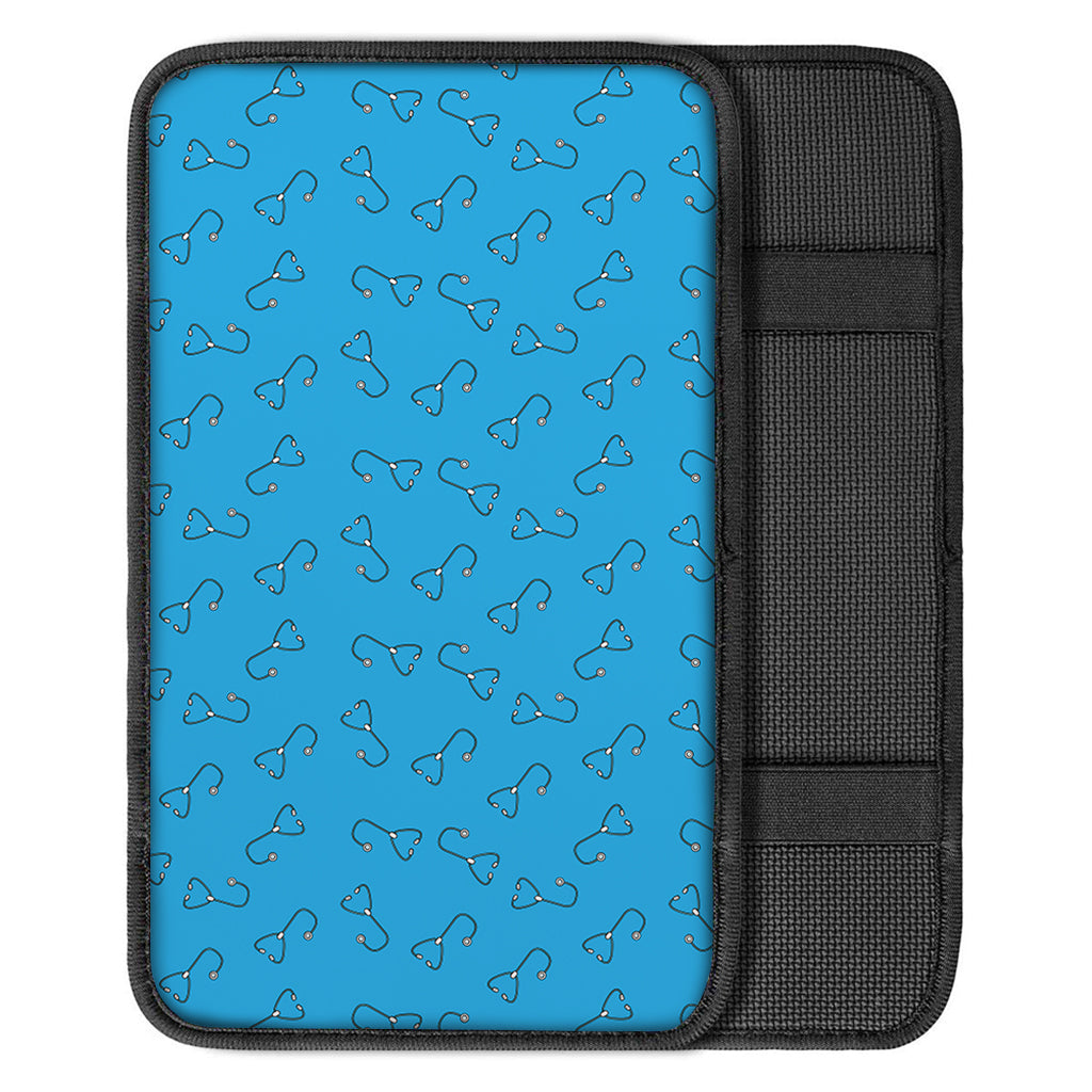 Blue Stethoscope Pattern Print Car Center Console Cover