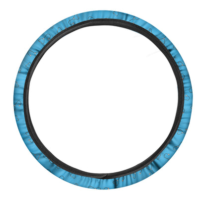 Blue Stethoscope Pattern Print Car Steering Wheel Cover