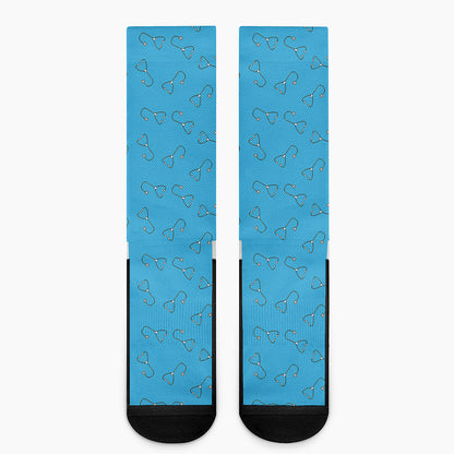 Blue Stethoscope Pattern Print Crew Socks