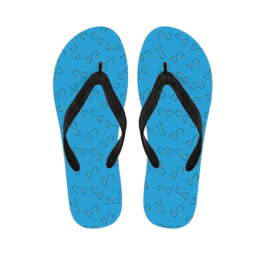 Blue Stethoscope Pattern Print Flip Flops