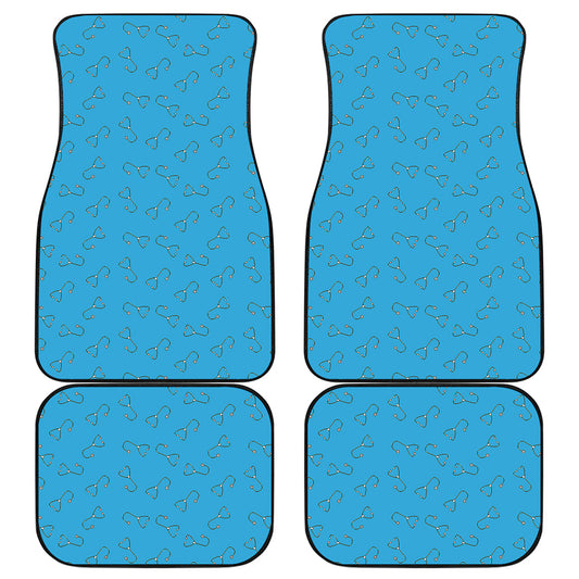 Blue Stethoscope Pattern Print Front and Back Car Floor Mats