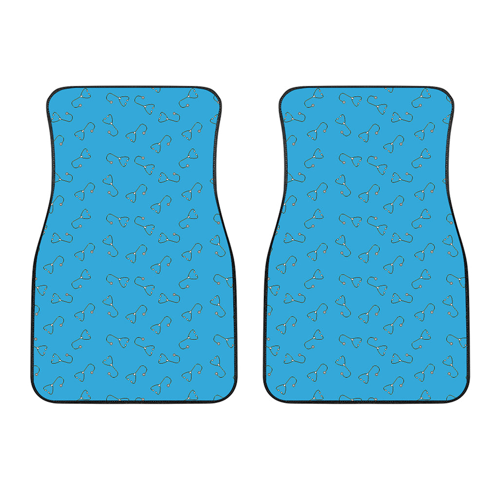 Blue Stethoscope Pattern Print Front Car Floor Mats