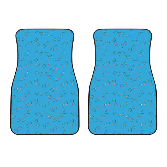 Blue Stethoscope Pattern Print Front Car Floor Mats