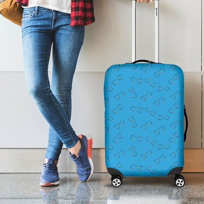 Blue Stethoscope Pattern Print Luggage Cover