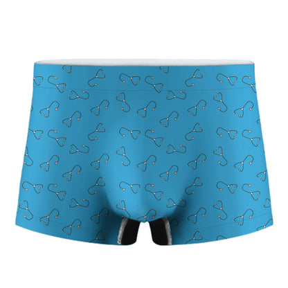 Blue Stethoscope Pattern Print Men's Boxer Briefs