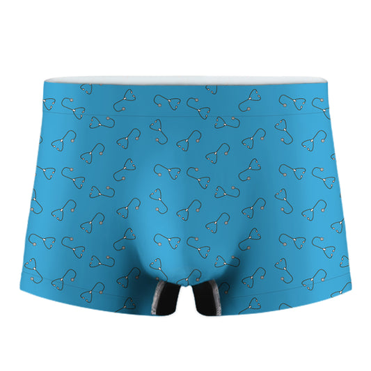 Blue Stethoscope Pattern Print Men's Boxer Briefs