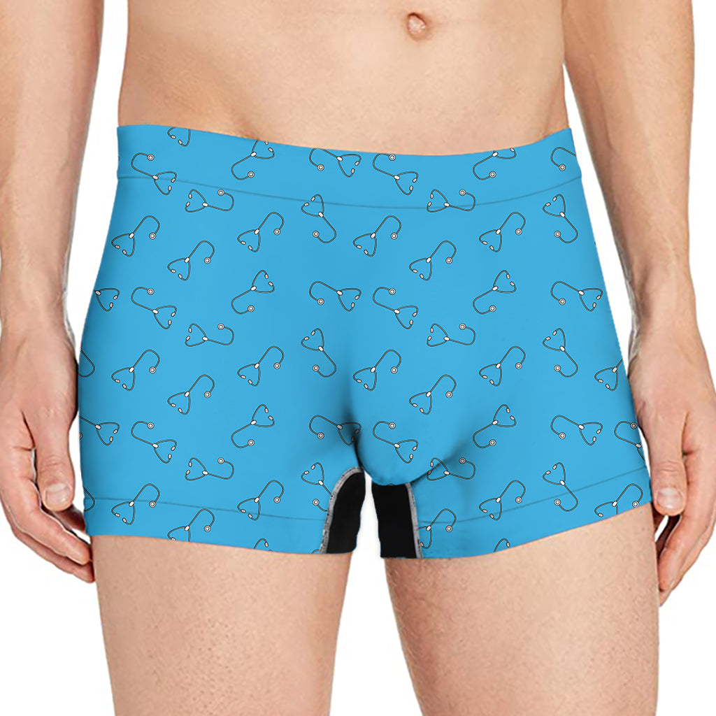 Blue Stethoscope Pattern Print Men's Boxer Briefs
