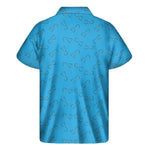 Blue Stethoscope Pattern Print Men's Short Sleeve Shirt