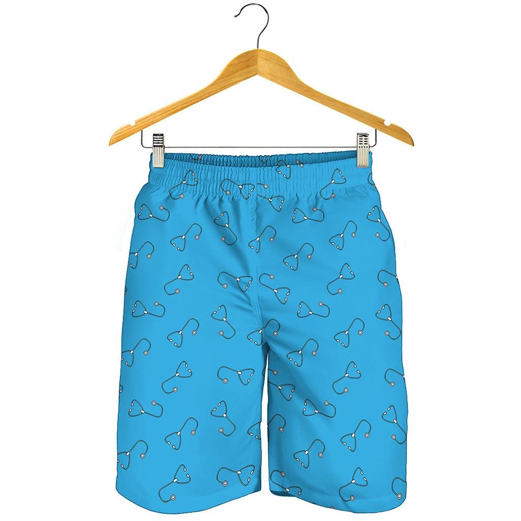 Blue Stethoscope Pattern Print Men's Shorts