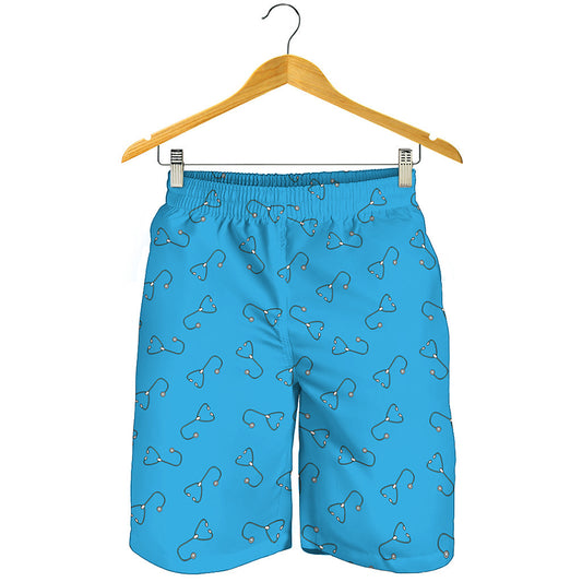 Blue Stethoscope Pattern Print Men's Shorts