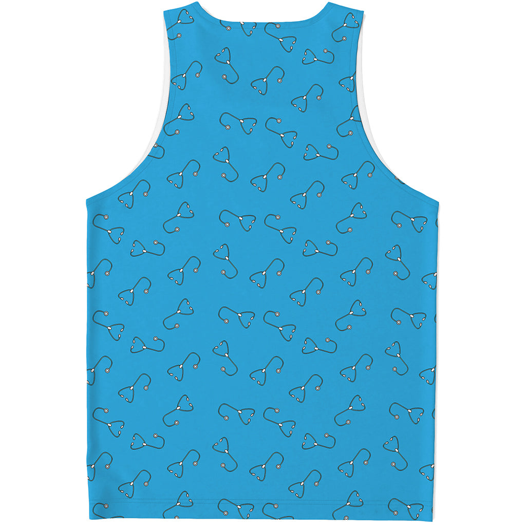 Blue Stethoscope Pattern Print Men's Tank Top