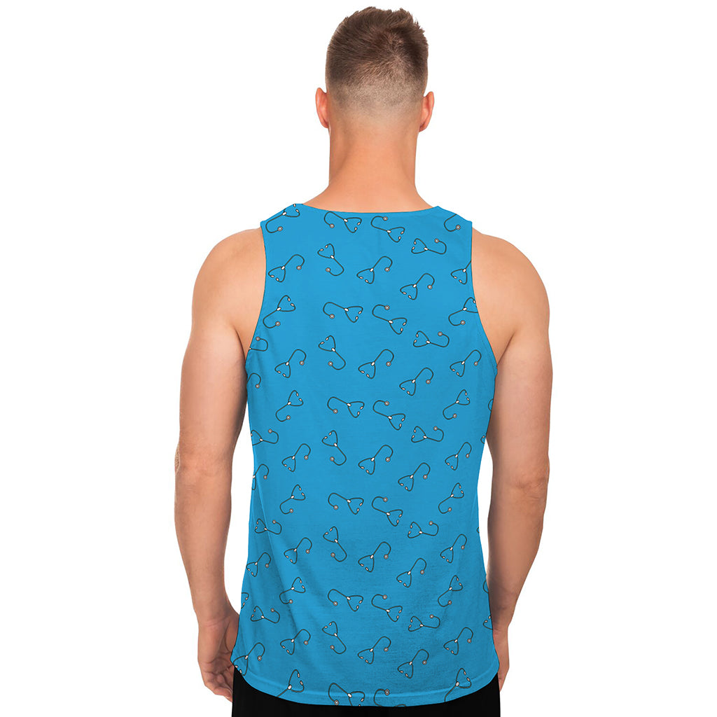 Blue Stethoscope Pattern Print Men's Tank Top