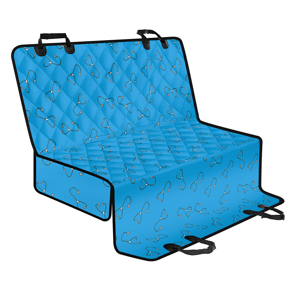 Blue Stethoscope Pattern Print Pet Car Back Seat Cover