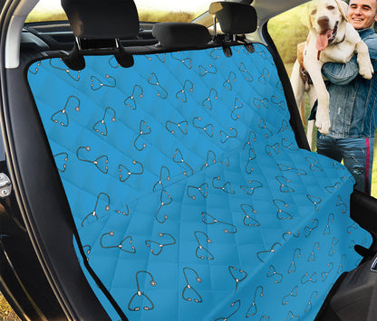 Blue Stethoscope Pattern Print Pet Car Back Seat Cover