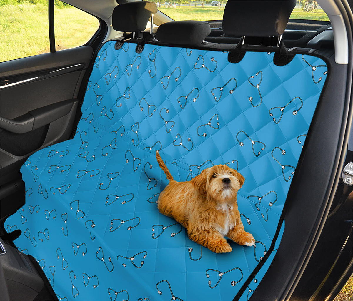 Blue Stethoscope Pattern Print Pet Car Back Seat Cover