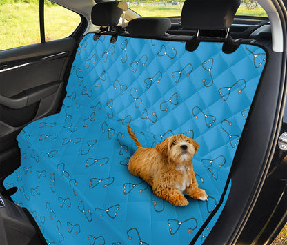 Blue Stethoscope Pattern Print Pet Car Back Seat Cover