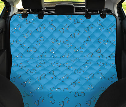 Blue Stethoscope Pattern Print Pet Car Back Seat Cover