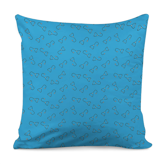 Blue Stethoscope Pattern Print Pillow Cover