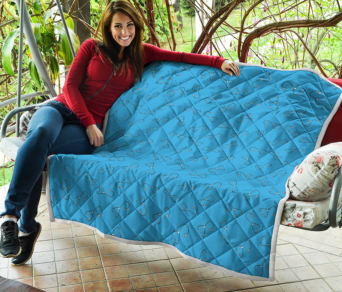Blue Stethoscope Pattern Print Quilt
