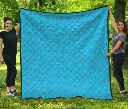 Blue Stethoscope Pattern Print Quilt